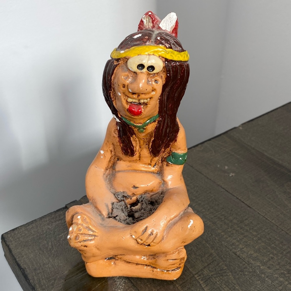 Vintage Mexican Hazelwood Ent. Folk Art Pottery Figurine. Incense holder.